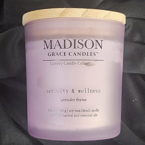 Madison Grace Serenity Wellness 5.6oz Soy Wax Blend Lavender Thyme Luxury Candle - Picture 1 of 16